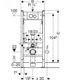 Система инсталляции Geberit Duofix с клавишей смыва Delta20 глянцевый хром 458.122.21.2