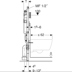 Система инсталляции Geberit Duofix со смывным бачком скрытого монтажа Sigma 12 см 111.057.00.2