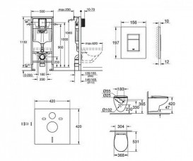 Система інсталяції Grohe Bau Ceramic з підвісним унітазом 5-в-1 39418001