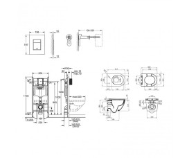 Система инсталляции Grohe Rapid SL 3 в 1 с клавишей унитазом Kroner Harz и крышкой 3884966KH523632