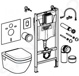 Система инсталляции Grohe Solido 5 в 1 с подвесным унитазом Euro Ceramic сиденьем и клавишей 39700000