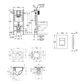 Система инсталляции Grohe Solido Even 4 в 1 с клавишей унитазом Kroner Harz и крышкой 38971966243KH48T