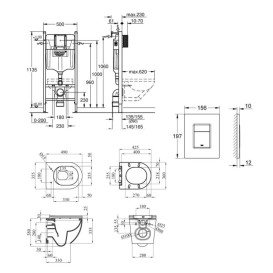Система инсталляции Grohe Solido Even 4 в 1 с клавишей унитазом Kroner Harz и крышкой 38971966243KH49R