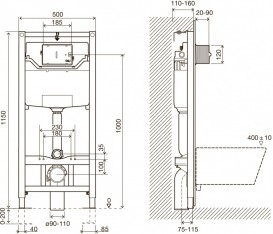 Система інсталяції Imprese 3 в 1 з бачеом та чорною панеллю змиву i8122B