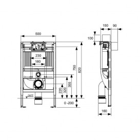 Система инсталляции TECE ТЕСЕprofil 820 мм для установки унитазов-биде 9300080