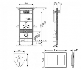 Система інсталяції для підвісного унітазу TECE base 4 в 1 (інсталяція + кріплення + прокладка + кнопка хром) 9400006