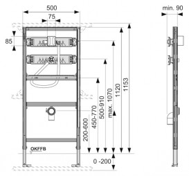 Система инсталляции TЕСЕ TECEprofil 1120 мм для установки писсуара 9320008