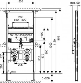 Система інсталяції TECE TECEprofil для підвісних раковин з лічильниками води 9310017
