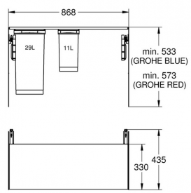 Система сортировки отходов Grohe 2 ведра 11 и 29 литров 40982000