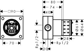 Скрытая часть для монтажа верхнего душа Hansgrohe Raindance Alive 2jet 24573180