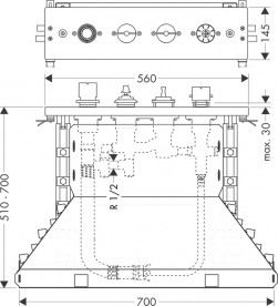 Прихована частина для термостата для ванни Hansgrohe Axor на 4 отвори 15483180