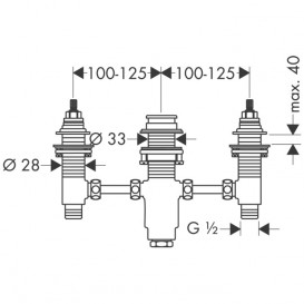 Прихована частина для змішувача на борт ванни Hansgrohe Axor на 3 отвори 15484180