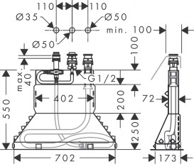 Прихована частина для змішувача на борт ванни Hansgrohe Axor на 3 отвори 15485180