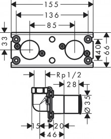 Скрытая часть Hansgrohe Rainfinity Showerpipe 360 26840180