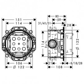 Скрытая часть смесителя Hansgrohe Axor Ibox universal  01700180