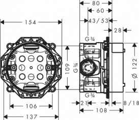 Прихована частина змішувача Hansgrohe Axor Ibox universal з вимикачем 01750180