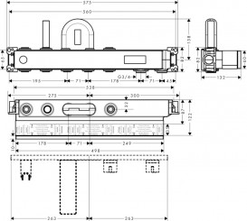 Прихована частина змішувача для душу для 2 споживачів Hansgrohe колектив RainSelect 15314180