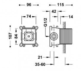 Скрытая часть смесителя для душа Tres Rapid-Box видимые детали золото 20827802OR