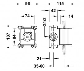 Прихована частина змішувача для душу Tres Rapid-Box видимі деталі сталь 20827801AC