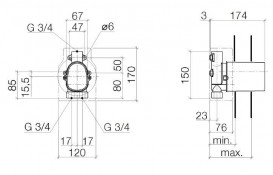 Скрытая часть термостата Dornbracht Xtool без регулирования расхода 3/4  хром 35 516 970 90