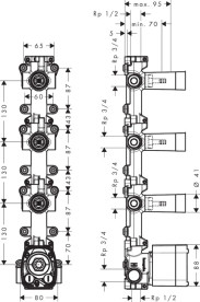 Прихована частина термостату Hansgrohe Axor One на 3 споживача 48710180