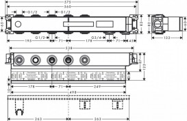 Скрытая часть термостата Hansgrohe Axor Select 3 потребителя 18311180