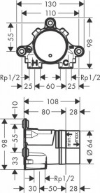 Скрытая монтажная часть настенного смесителя для раковины Axor Select 13625180