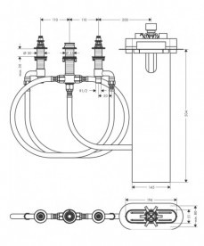 Прихована монтажна частина змішувача Hansgrohe sBox на край ванни на 4 отвори 13440180
