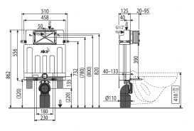 Скрытая система инсталляции AlcaPlast Alcamodul для замуровывания в стену AM100/850