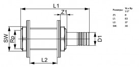 Наскрізне кутове приєднання фланцеве TECElogo-Push з кріпильними гайками 3/4'' 16хRp 1/2'' бронза/кремнієва бронза 8723012