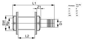 Наскрізне кутове приєднання фланцеве TECElogo-Push з кріпильними гайками 3/4'' 20хRp 1/2'' бронза/кремнієва бронза 8723013