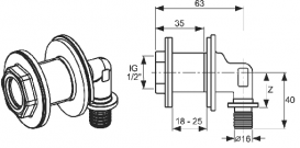 Сквозное угловое соединение для прохода через перегородку TECE TECEflex 16х1/2 латунь 708702