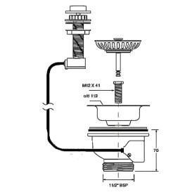 Слив-автомат для кухонной мойки McAlpine хром PUS113-CP