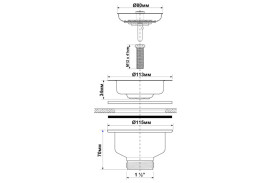 Злив для кухонної мийки McAlpine 113 мм х 1½ хром BSW50P-POL