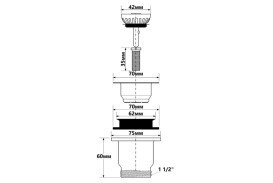 Слив для кухонной мойки McAlpine 70 мм х 1½ хром MBS70-CP