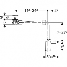 Слив для раковины Geberit d40 компактная модель с рычажным управлением глянцевый хром 152.074.21.1