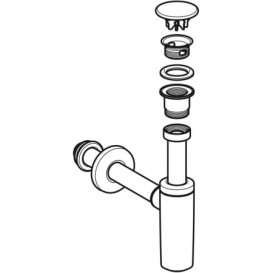 Злив для раковини з сифоном Geberit ONE горизонтальний білий/хром 151.019.01.1