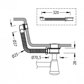 Слив для раковины Tres с переливом хром 13463450