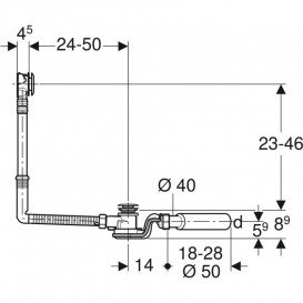 Слив для ванны Geberit с кнопкой слива удлиненный хром 150.756.21.6