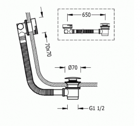 Злив для ванни з наповненням Tres хром 13453440