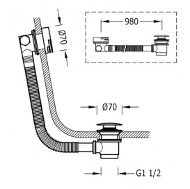 Злив для ванни Tres з переливом і наповнювальним клапаном зістарена латунь 03453430LV