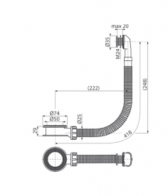 Слив-перелив для раковины AlcaPlast хром A328CR