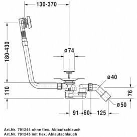 Злив-перелив для ванни Duravit квадратно-овальний хром 791245000001000