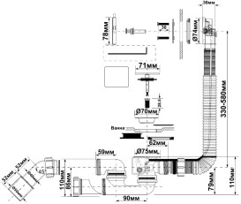 Слив-перелив для ванны McAlpine автомат квадратный хром MP31SSF-CBSQ