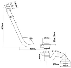 Слив-перелив для ванны McAlpine хром 260CB