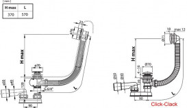 Слив-перелив для ванны Ravak 570 C-C K/K черный матовый X01746