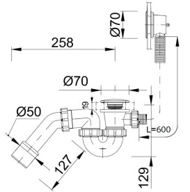 Слив с переливом для ванны Styron клик-клак хром STY-536-Klikk-Klakk