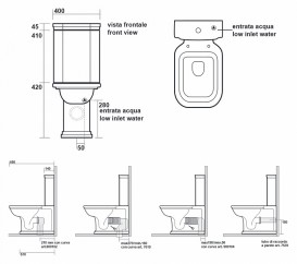 Сливной бачок для унитаза моноблок Kerasan Waldorf черный глянцевый 418104