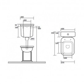 Зливний бачок для унітазу низький Kerasan Waldorf чорний глянсовий 418204