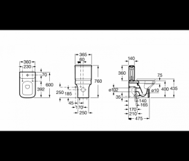 Сливной бачок для унитаза Roca Dama-N c механизмом двойного смыва 4,5/3 л керамика белый A341782000